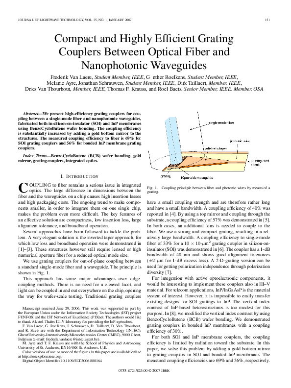 (PDF) Compact and Highly Efficient Grating Couplers Between Optical ...