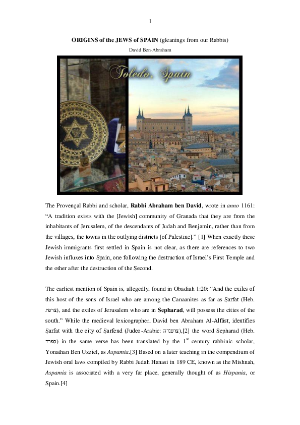 (PDF) Spanish Jewish Origins - Gleanings from our Rabbis