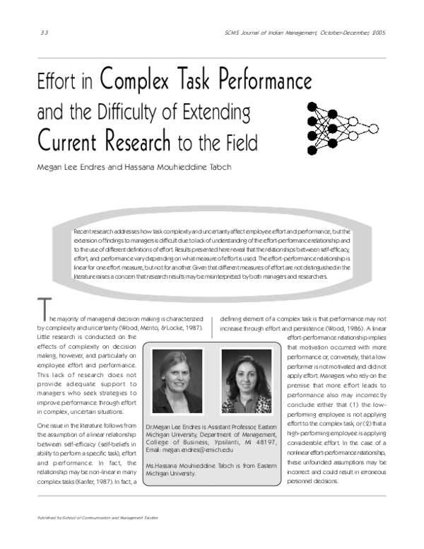 (PDF) Effort in Complex Task Performance and the Difficulty of ...
