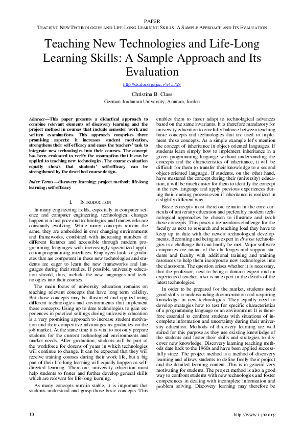 (PDF) An Approach For Teaching New Technologies and LifeLong Learning ...