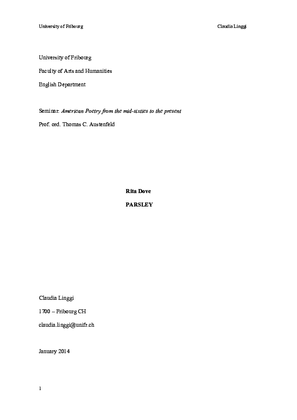 (PDF) Rita Dove Parsley Claudia Linggi Academia.edu