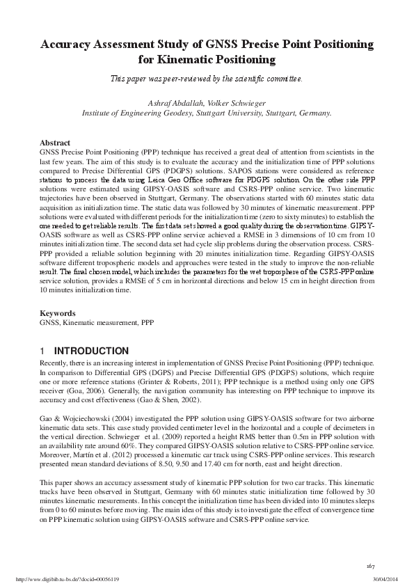 (PDF) Accuracy Assessment Study of GNSS Precise Point Positioning for ...