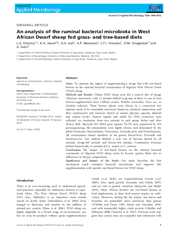 (PDF) An analysis of the ruminal bacterial microbiota in West African ...