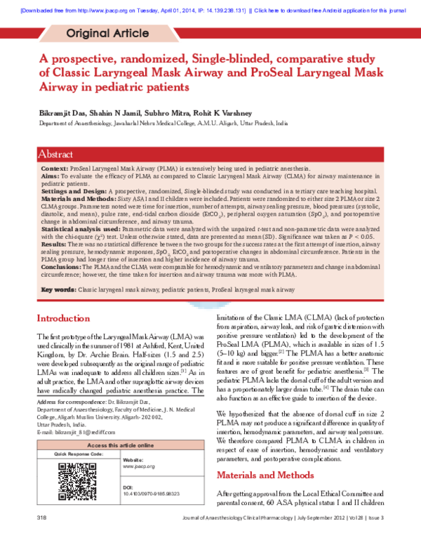 (PDF) Failed insertion of endotracheal tube through classic laryngeal