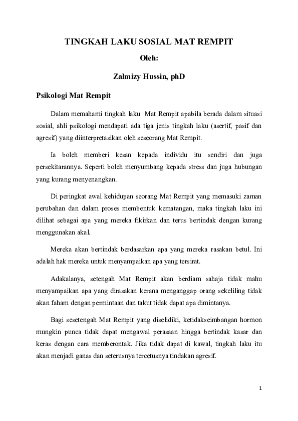 (DOC) TINGKAH LAKU SOSIAL MAT REMPIT Dr. M Academia.edu