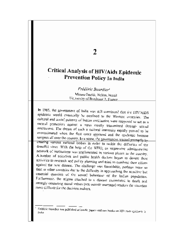 (PDF) critical analysis of HIV/AIDS policy in India (In the nineties)
