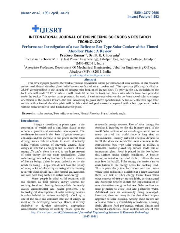 (PDF) Performance Investigation of a two Reflector Box Type Solar ...