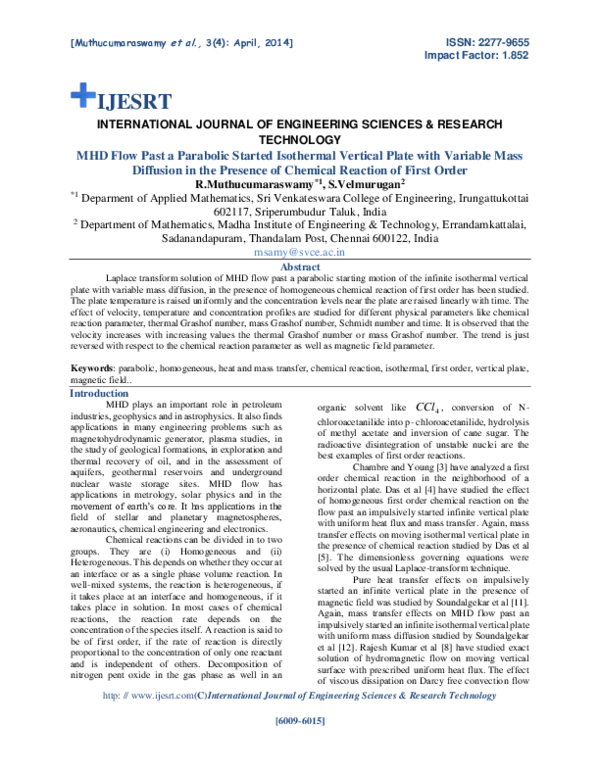 (PDF) MHD Flow Past a Parabolic Started Isothermal Vertical Plate with ...