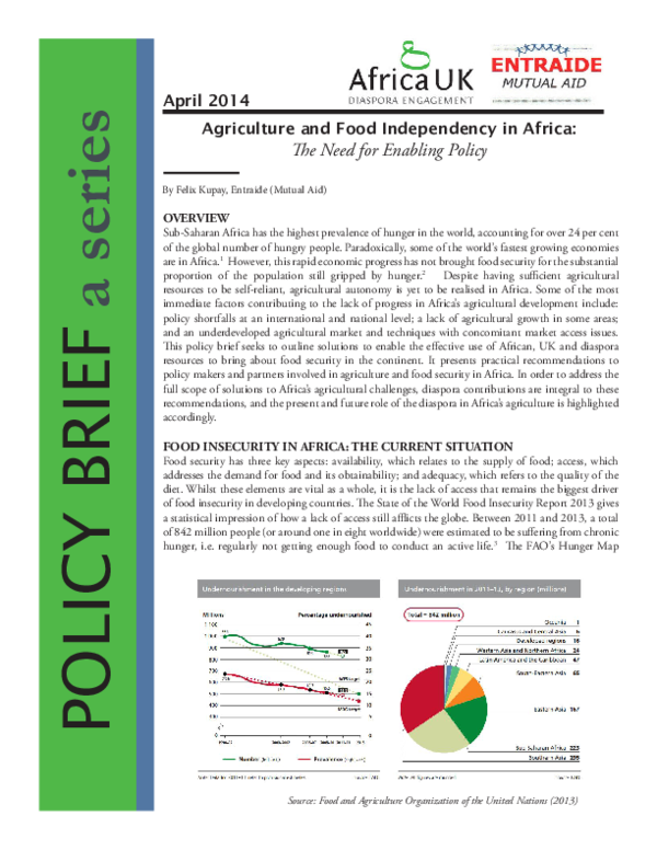 (PDF) Agriculture and Food Independency in Africa: The Need for ...
