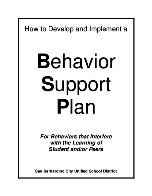 (PDF) Behavior Support Plan Manual