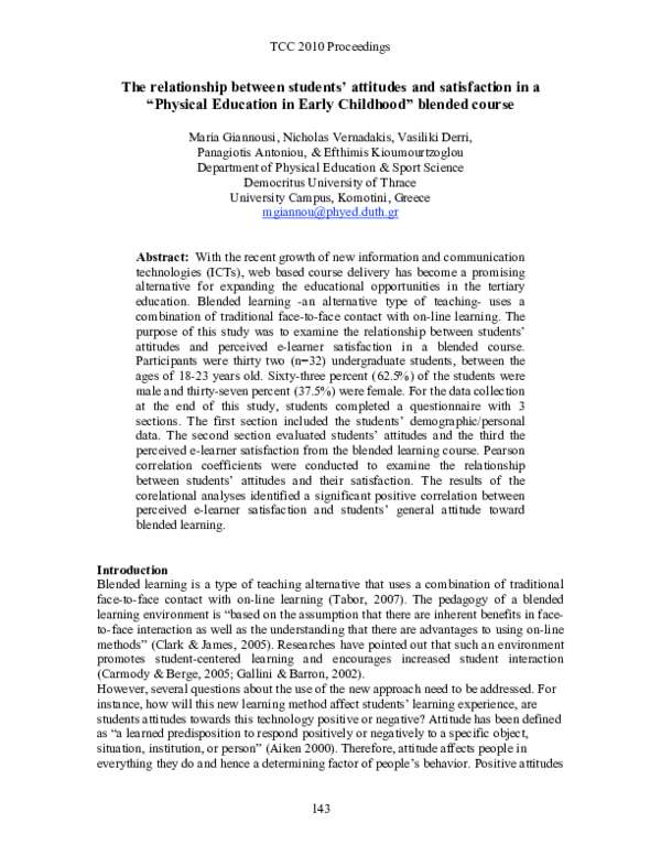 (PDF) The relationship between students' attitudes and satisfaction in ...