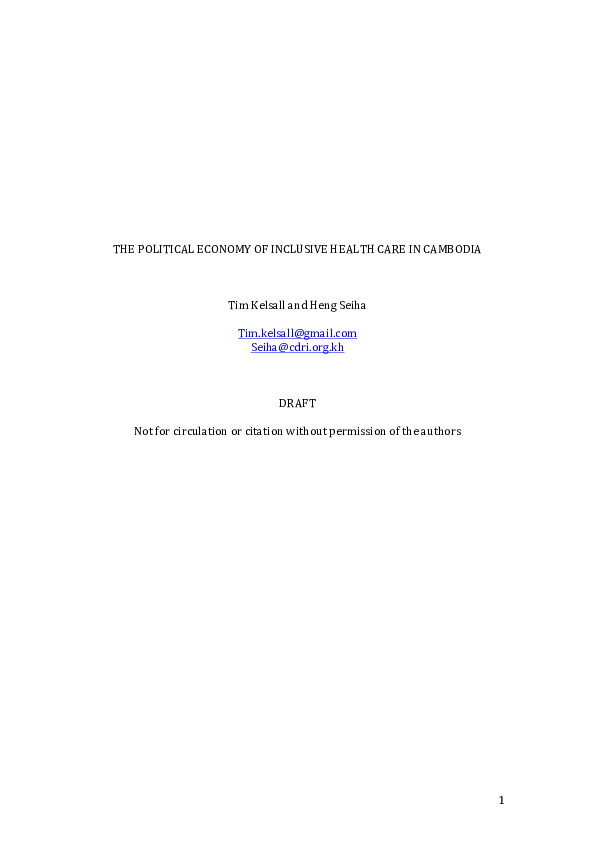 (PDF) The political economy of inclusive health care in Cambodia ...