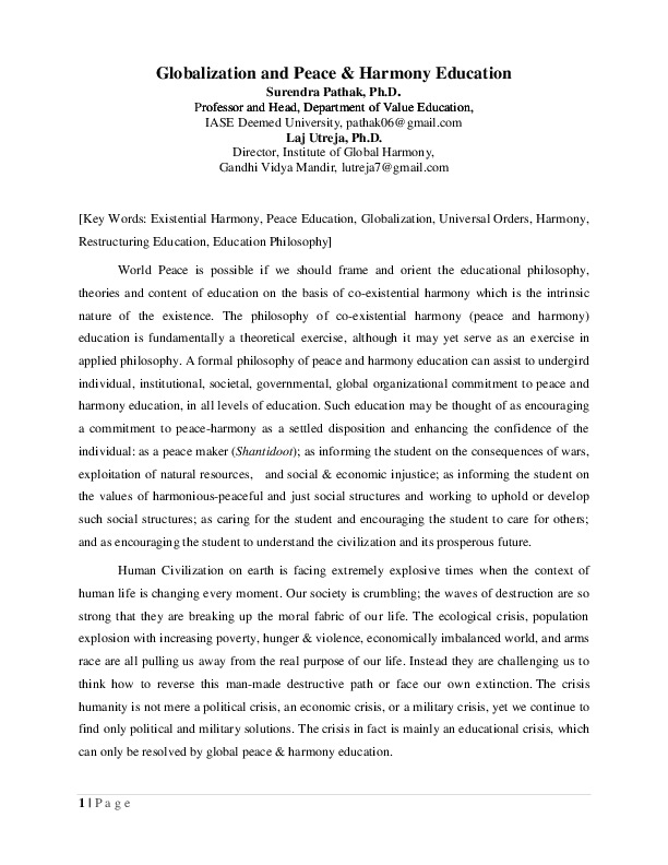 Importance of peace and harmony in life image