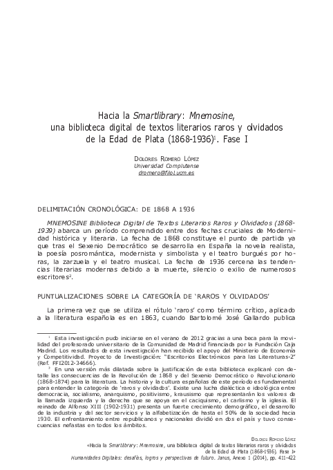 (PDF) Mnemosine, una biblioteca digital de textos literarios raros y