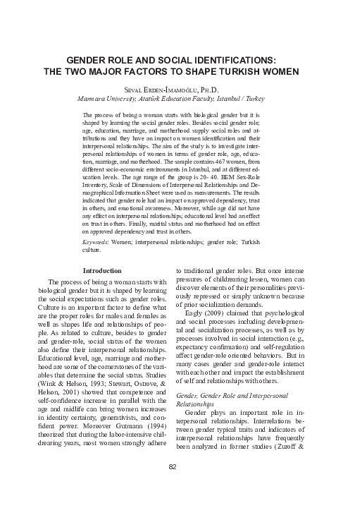 (PDF) Gender Role and Social Identifications The Two Major Factors to