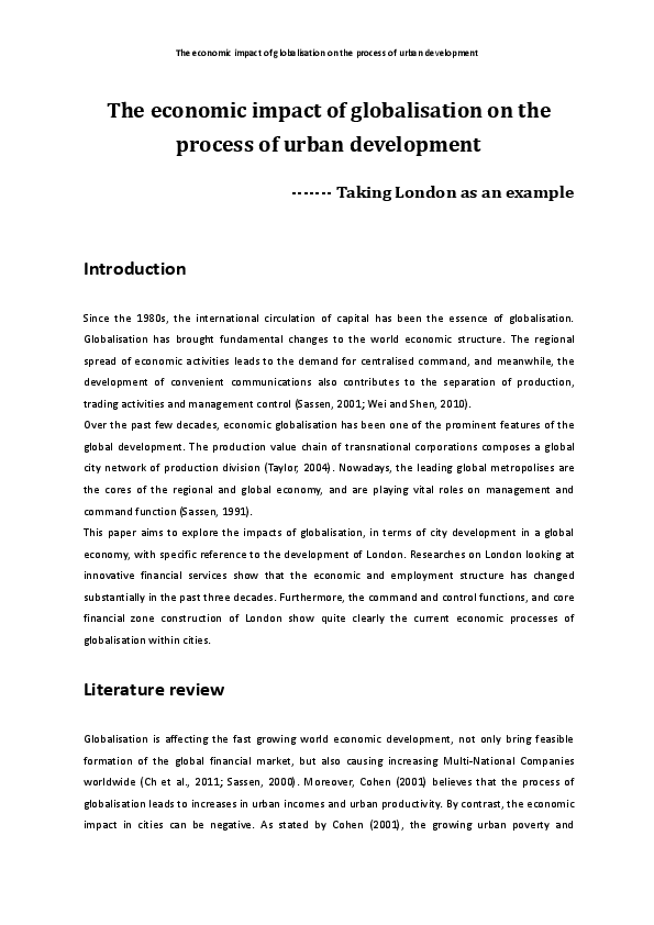 (DOC) The economic impact of globalisation on the process of urban ...