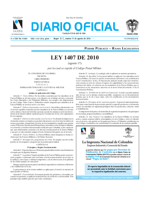 PDF) Diario oficial 47804 PEMP Quinta de Bolívar