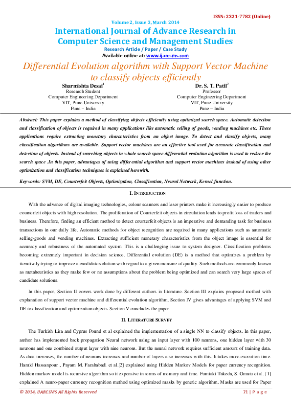 Differential Evolution algorithm with Support Vector Machine to ...