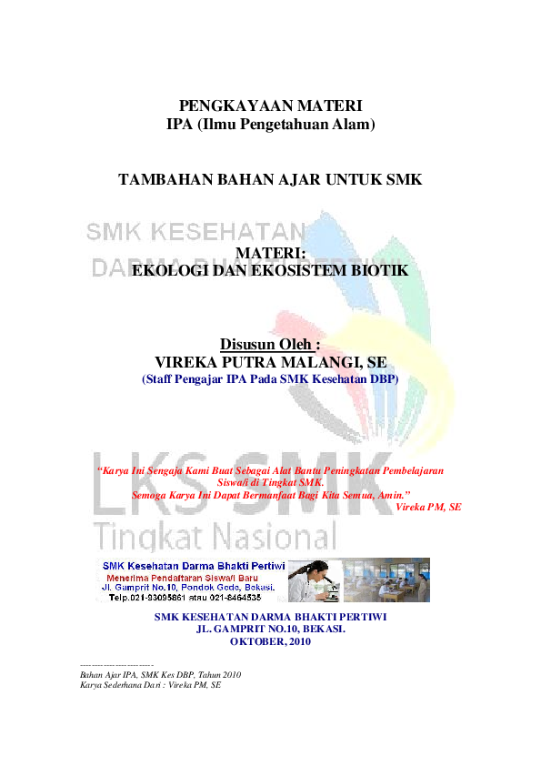 (PDF) Materi Pelajaran IPA SMA atau SMK Dhamas Setiawan