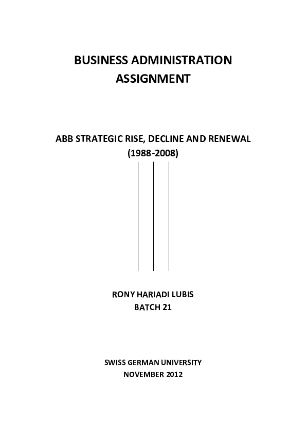 Answer for abb case strategic rise decline and renewal essay image