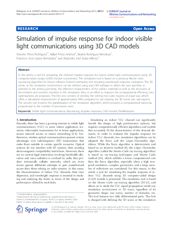 (PDF) Simulation of impulse response for indoor