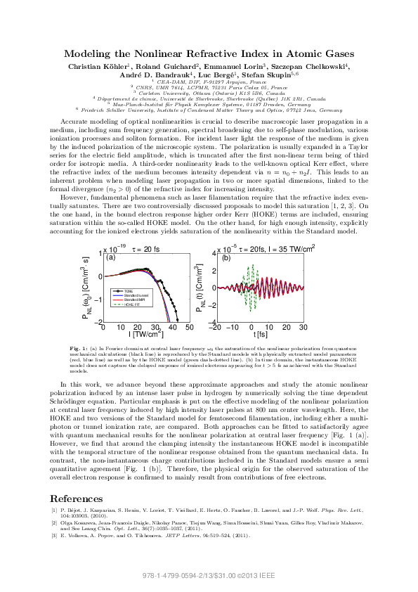(PDF) Modeling the nonlinear refractive index in atomic gases