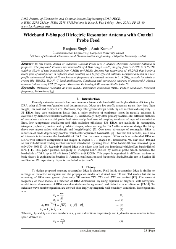 (PDF) Wideband P-Shaped Dielectric Resonator Antenna with Coaxial Probe ...