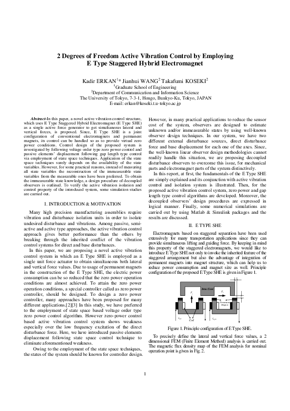 (PDF) 2 Degrees of Freedom Active Vibration Control by Employing E Type ...