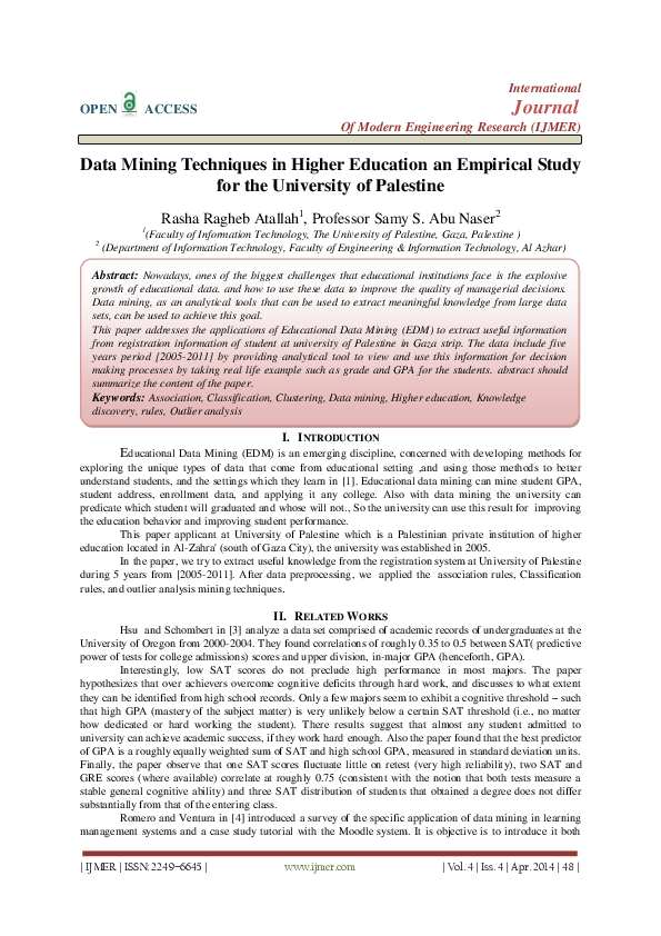 (PDF) Data Mining Techniques in Higher Education an Empirical Study for ...