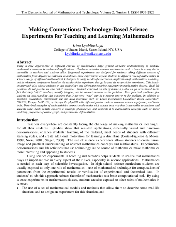(PDF) Making Connections: Technology-Based Science Experiments for ...