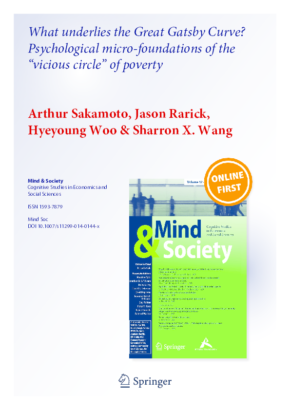  PDF What Underlies The Great Gatsby Curve Psychological Micro Foundations Of The Vicious 