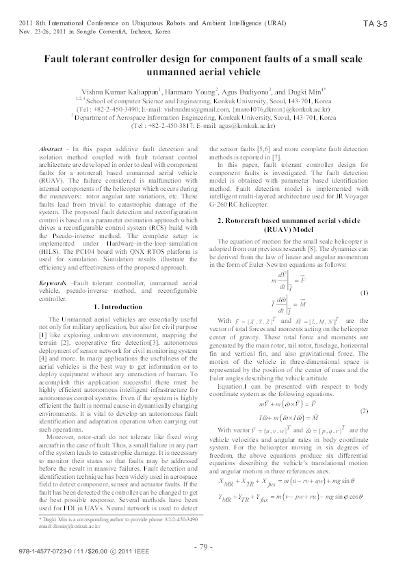 (PDF) Fault tolerant controller design for component faults of a small ...