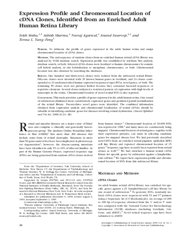 (PDF) Expression Profile and Chromosomal Location of cDNA Clones