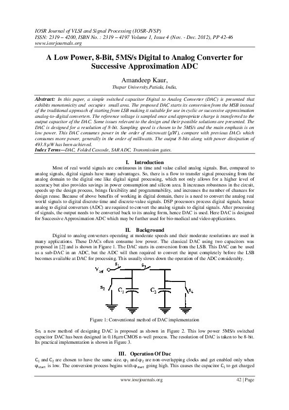 (PDF) A Low Power, 8-Bit, 5MS/s Digital to Analog Converter for ...