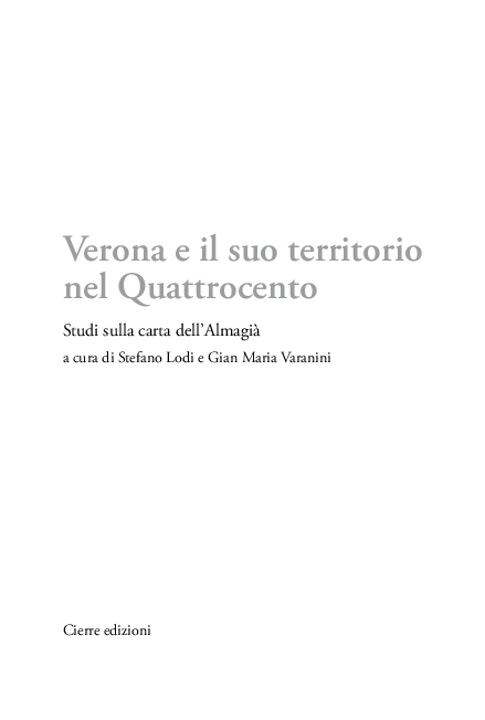 G M Varanini C A Postinger I Lazzarini Il Territorio