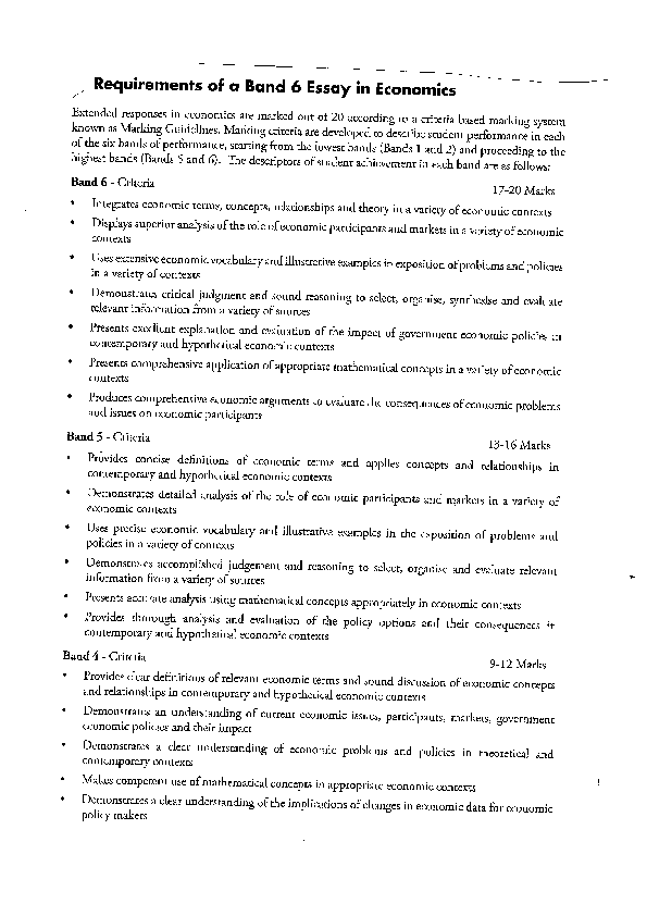 Band 6 economics essay examples picture