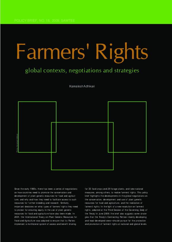 (PDF) Farmers' Rights in global contexts, negotiations and strategies