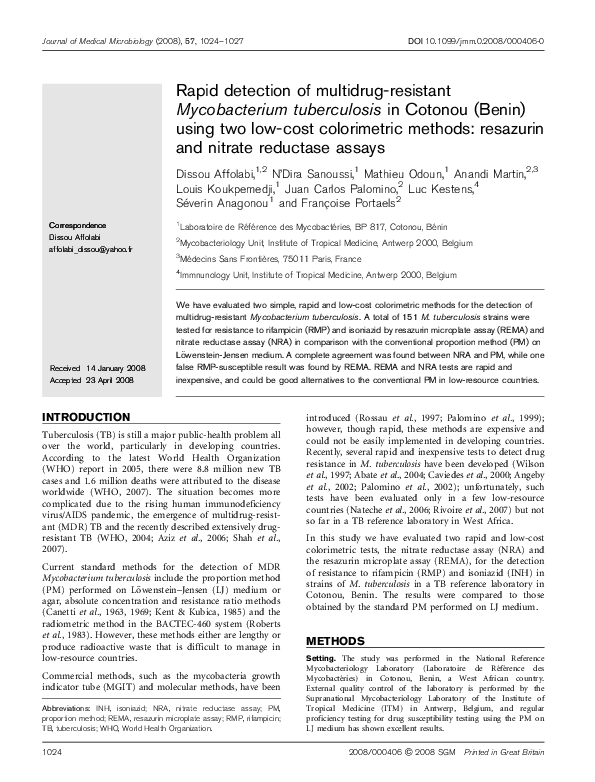 (PDF) Rapid detection of multidrug-resistant Mycobacterium tuberculosis ...