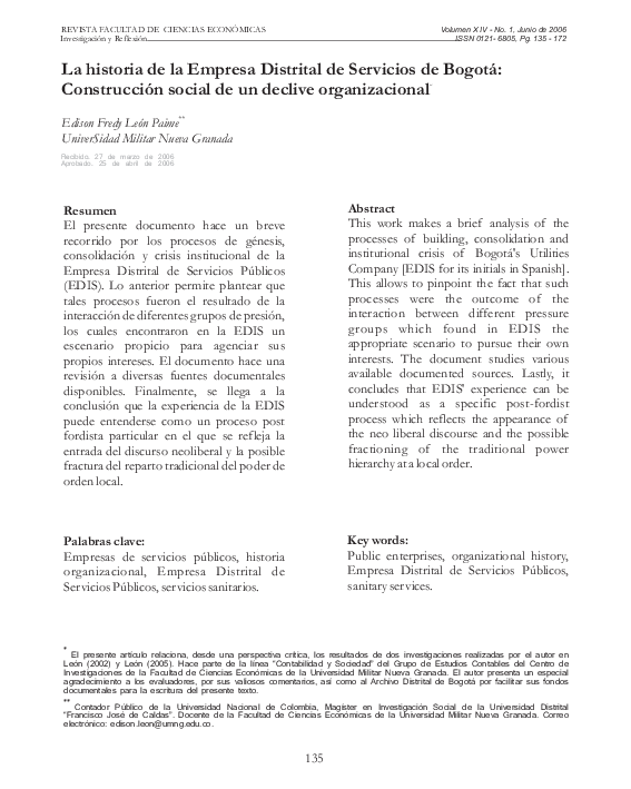 Construcción social de un declive organizacional