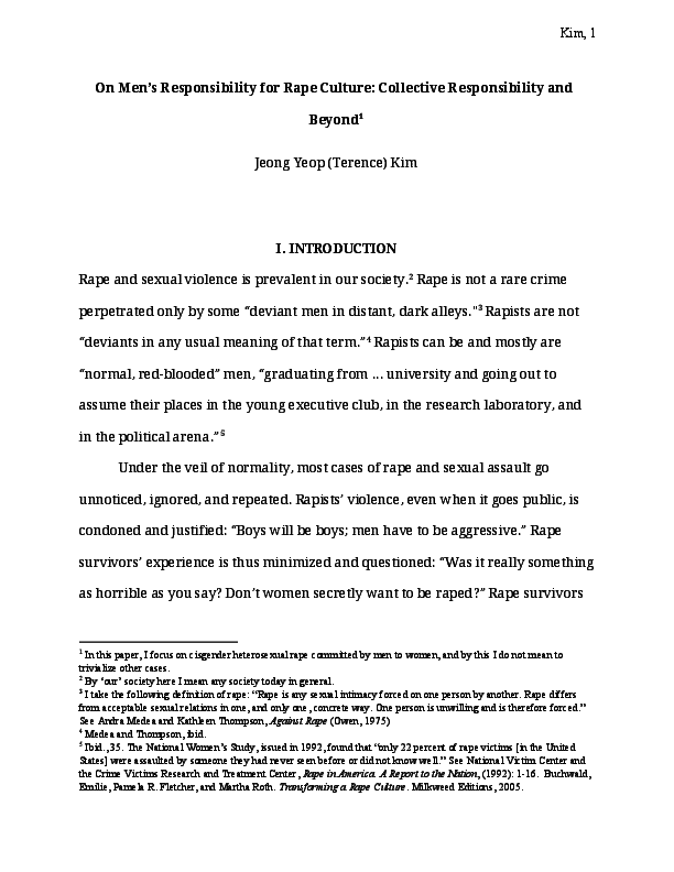 (PDF) On Men’s Responsibility for Rape Culture: Collective ...