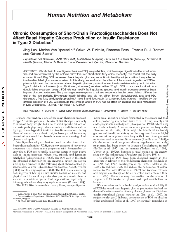 (PDF) Chronic Consumption of Short-Chain Fructooligosaccharides Does ...