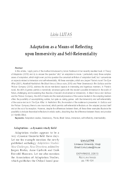 (PDF) Adaptation as a Means of Reflecting upon Immersivity and Self ...