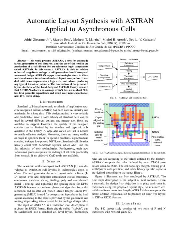 (PDF) Automatic Layout Synthesis with ASTRAN Applied to Asynchronous Cells
