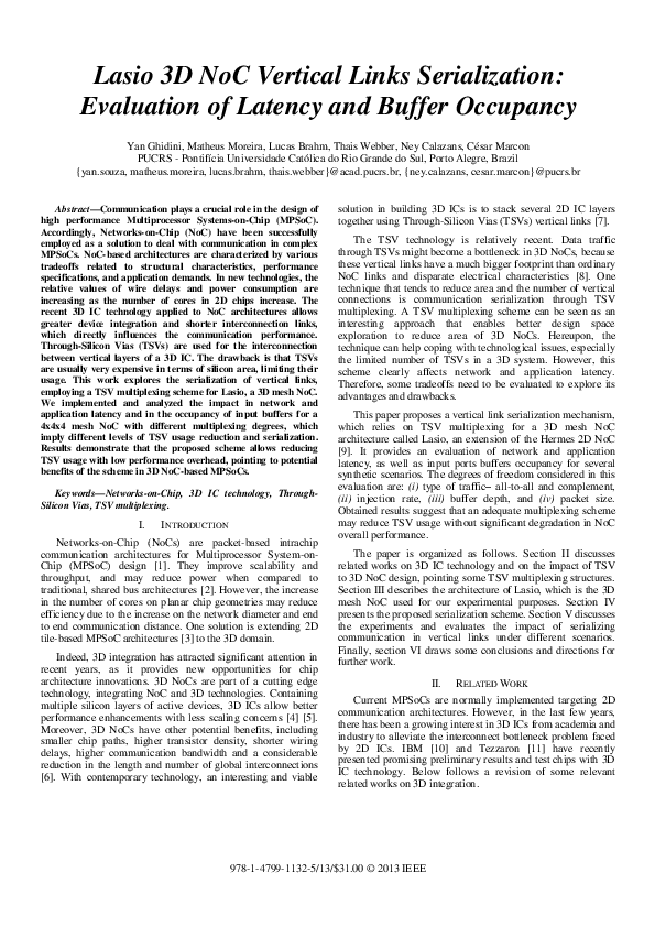 (PDF) Lasio 3D NoC Vertical Links Serialization: Evaluation of Latency ...