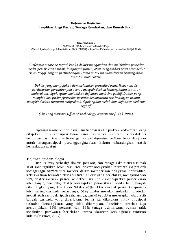 Defensive medicine essay example 07 image