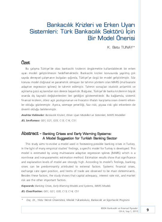 (PDF) Banking Crises and Early Warning Systems A Model Suggestion for