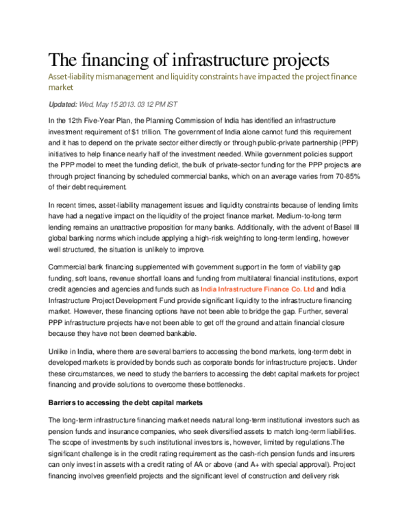 (DOC) The financing of infrastructure projects