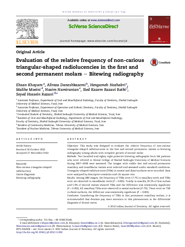 (PDF) Evaluation of the relative frequency of non-carious triangular ...