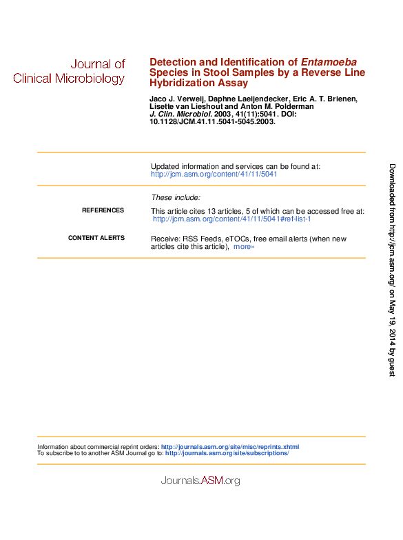 (PDF) Detection and Identification of Entamoeba Species in Stool ...