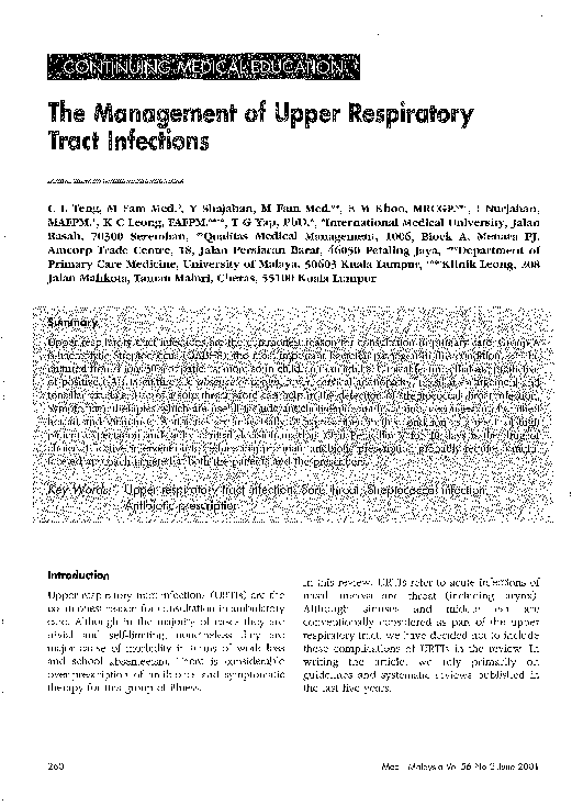 (PDF) The management of upper respiratory tract infections